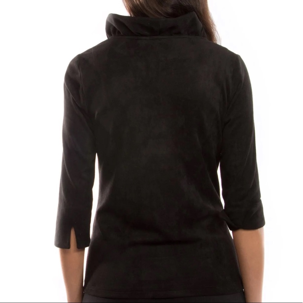 Gretchen Scott suede ruffleneck top NWT - Picture 3 of 4